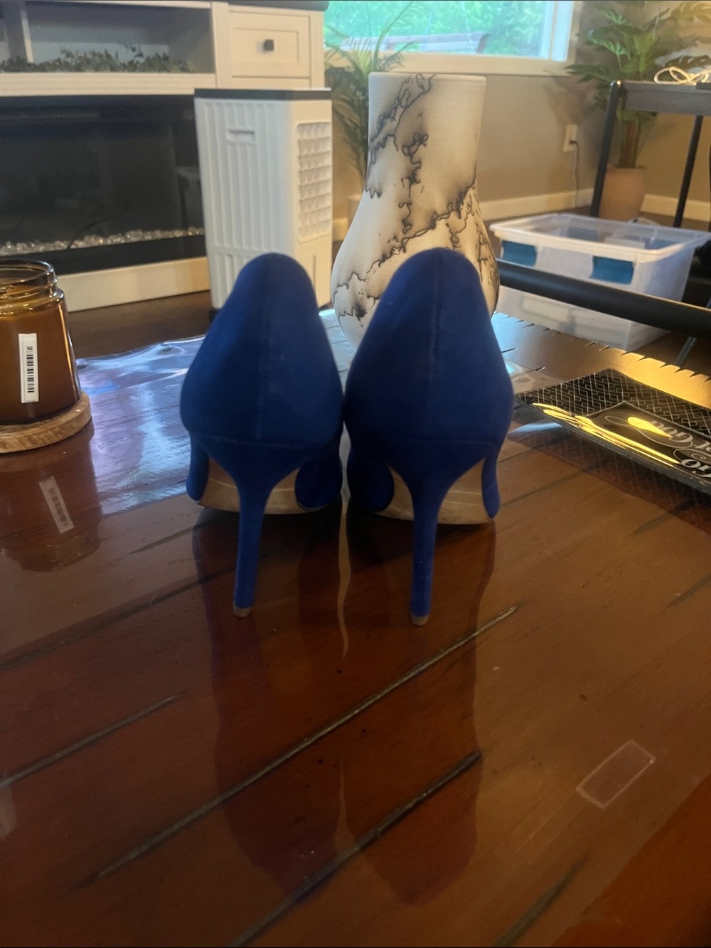 Zara Cobalt Suede Pointed-Toe Pumps - Picture 4 of 5